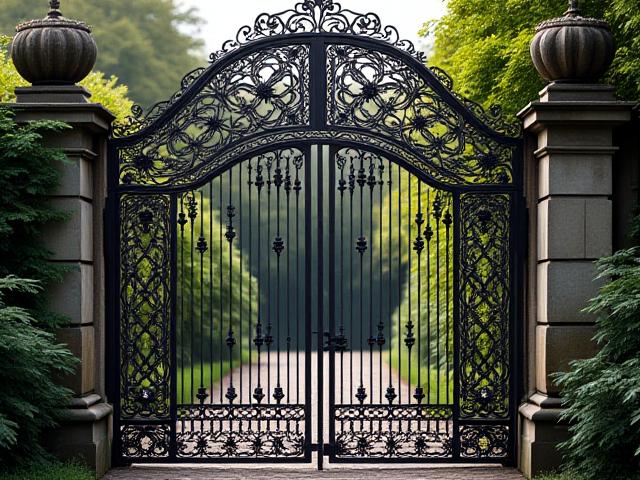 Intricate ornamental wrought iron gate with Celtic knots for a Dublin estate.